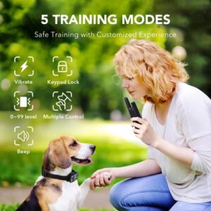 DOG CARE Dog Training Collar for Large Medium Dogs with 1800 Feet Remote Range, Rechargeable Dog Shock Collar with Beep, Vibration and Shock Modes, Safety Keypad Lock, Rainproof