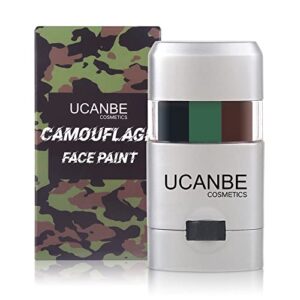 ucanbe camo face paint,3 color camouflage hunting accessories,face paint sticks,non-toxic militarty camo paint,oil activated makeup sticks for costume party,cosplay,hunting,army(black+green+brown)