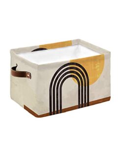 cube storage bins cloth towel organizer abstract art mid century bohemian style sun rainbow boho fabric collapsible storage baskets with handles for home office closet shelves toy nursery 1 pack