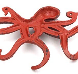 Swimming Octopus Key Hook Antique Look/Distress Blue/Vintage Hook/Sea Theme Hook/Coastal Hook and Swimming Octopus Key Hook Antique Look/Distress Red/Vintage Hook/Sea Theme Hook/Coastal Hook