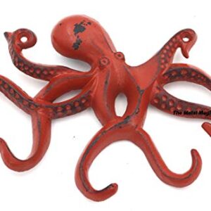 Swimming Octopus Key Hook Antique Look/Distress Blue/Vintage Hook/Sea Theme Hook/Coastal Hook and Swimming Octopus Key Hook Antique Look/Distress Red/Vintage Hook/Sea Theme Hook/Coastal Hook