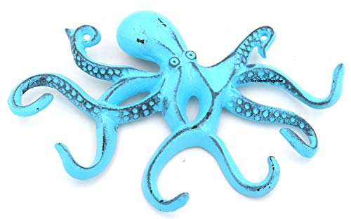 Swimming Octopus Key Hook Antique Look/Distress Blue/Vintage Hook/Sea Theme Hook/Coastal Hook and Swimming Octopus Key Hook Antique Look/Distress Red/Vintage Hook/Sea Theme Hook/Coastal Hook