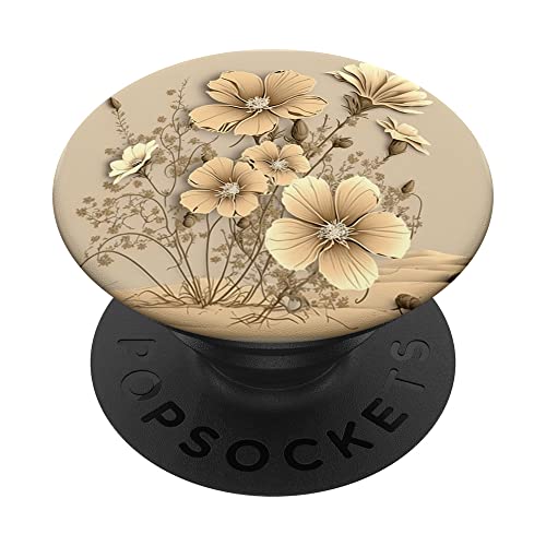 Sand Beige Wildflower Flower graphics for women PopSockets Swappable PopGrip