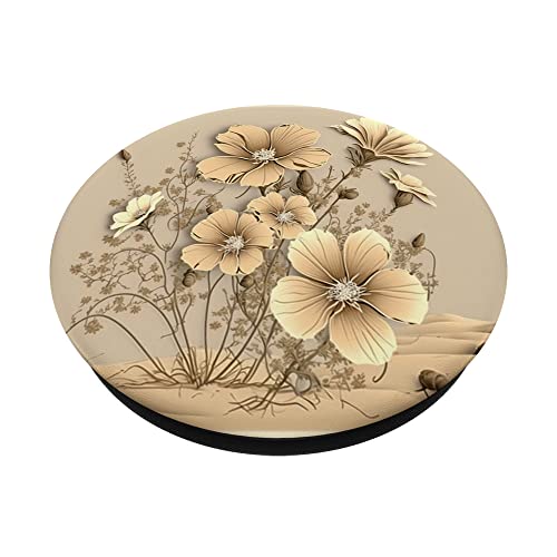 Sand Beige Wildflower Flower graphics for women PopSockets Swappable PopGrip