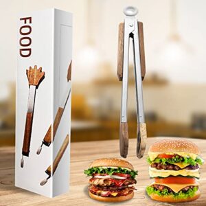 COMUSTER Acacia wood food clamp is cute cat claw type, with hanging hole design, wooden heat insulation handle, stainless steel clamp, which are easy to grip handle various delicacies