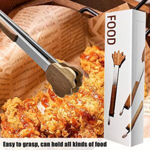 COMUSTER Acacia wood food clamp is cute cat claw type, with hanging hole design, wooden heat insulation handle, stainless steel clamp, which are easy to grip handle various delicacies