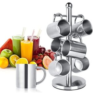 XWOZYDR Stainless Steel Cup Holder Kitchen Countertop Mug Display Stand Drinkware Hanging Shelf