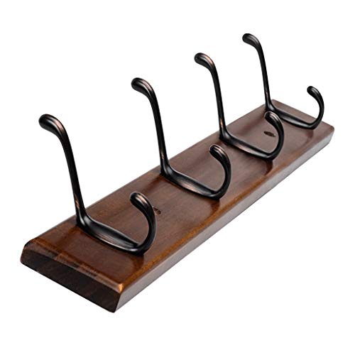 Tbkoly Coat Rack Wall Mount Wall Mounted Coat Rack 4 Modern Hooks Farmhouse Coat Rack for Entryway Bathroom Closet Room Wall Mounted Coat Rack (Color : Brown, Size : 47cm)