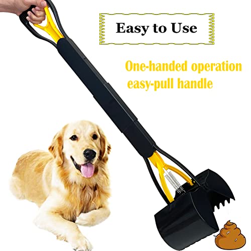 ienjoyed Pooper Scooper, Large Pooper Scooper for Dogs Heavy Duty, Dog Pooper Scooper with Long Handle & High Strength Durable Spring, Foldable Dog Poop Pick Up (32-inch)