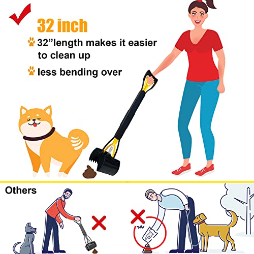 ienjoyed Pooper Scooper, Large Pooper Scooper for Dogs Heavy Duty, Dog Pooper Scooper with Long Handle & High Strength Durable Spring, Foldable Dog Poop Pick Up (32-inch)