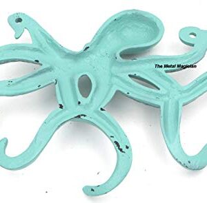 Swimming Octopus Key Hook Antique Look/Distress Green/Vintage Hook/Sea Theme Hook/Coastal Hook and Swimming Octopus Key Hook Antique Look/Distress White/Vintage Hook/Sea Theme Hook/Coastal Hook