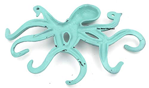 Swimming Octopus Key Hook Antique Look/Distress Green/Vintage Hook/Sea Theme Hook/Coastal Hook and Swimming Octopus Key Hook Antique Look/Distress White/Vintage Hook/Sea Theme Hook/Coastal Hook