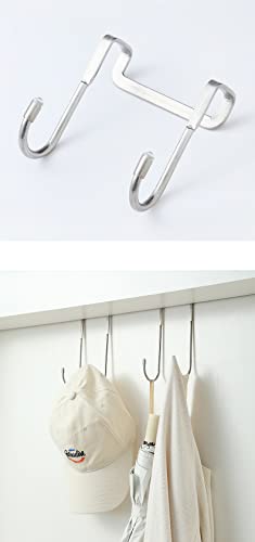 LOVENJOY Over Cabinet Hooks Stainless Steel Metal, Double S Shaped Hangers Rack Holder for Drawer Closet Kitchen, 2 Pcs