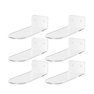 6 sets floating shoe shelves for wall, clear acrylic shoe display for sneakers shoe rack extra thick with screws and anchors, wall mounted display shoe shelves (transparent)