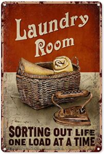 laundry metal wall decor laundry room laundry sorting out life one load at a time tin sign decoration vintage chic metal poster wall decor art gift for laundry room farmhouse door 12x8 inch