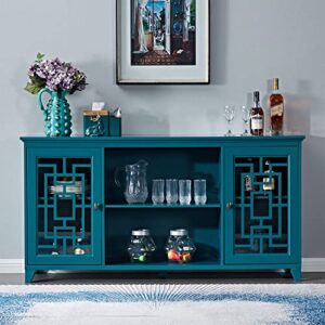 lktart 60'' modern wood buffet sideboard storage cabinet with 2 doors and open shelves sideboard entry console table for living room dining room kitchen hallway