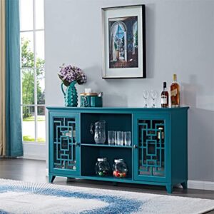 LKTART 60'' Modern Wood Buffet Sideboard Storage Cabinet with 2 Doors and Open Shelves Sideboard Entry Console Table for Living Room Dining Room Kitchen Hallway