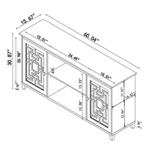 LKTART 60'' Modern Wood Buffet Sideboard Storage Cabinet with 2 Doors and Open Shelves Sideboard Entry Console Table for Living Room Dining Room Kitchen Hallway