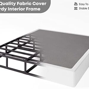 RLDVAY King-Box-Spring, 9 inch Metal King Size Box Spring Only, Heavy Duty Box Spring King with Fabric Cover, Easy Assembly, Non Slip, Noise Free