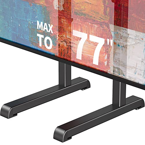 Universal TV Stand, Table Top TV Stand Base Replacement for Most 24 to 77 Inch LCD LED TVs, 7 Height Adjustable TV Legs with Cable Management Hold up to 110lbs, Max VESA 800x500mm, Black AX10TB02