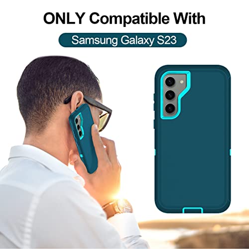I-HONVA for Samsung Galaxy S23 Case,Galaxy S23 case 6.1" with 2 Pack Tempered Glass Screen Protector+2 Pack Camera Lens Protector Heavy Duty Shockproof 3-Layer Full Body Protection Case,Turquoise