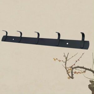 AOLZUNK Wall Mounted Coat Racks with 5 Hooks, Heavy Duty Coat Hanger Rail Wall Hooks for Clothes Entryway Bathroom