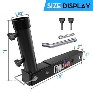 Tanfix Foldable Hitch Mount Flagpole Holder | All Metal Heavy- Duty, Fits Standard 2" Trailer Hitch, Compatible with Jeep, Truck, SUV, RV, Pickup, Camper Trailer (ONE Flagpole)