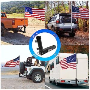 Tanfix Foldable Hitch Mount Flagpole Holder | All Metal Heavy- Duty, Fits Standard 2" Trailer Hitch, Compatible with Jeep, Truck, SUV, RV, Pickup, Camper Trailer (ONE Flagpole)