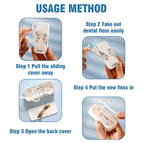 Portable Floss Dispenser, with A Box of Dental Floss,Dispenser Automatic Dental Floss Picks Cases for Teeth Cleaning,Floss Dispenser Refillable(4 Color with A Box of Dental Floss)