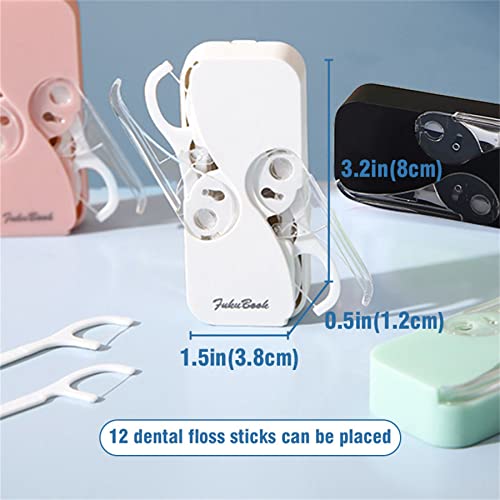 Portable Floss Dispenser, with A Box of Dental Floss,Dispenser Automatic Dental Floss Picks Cases for Teeth Cleaning,Floss Dispenser Refillable(4 Color with A Box of Dental Floss)