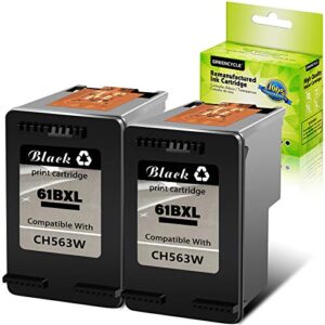 greencycle remanufactured 61xl ink cartridge replacement for hp 61 xl ch563w compatible with envy 4500 5535 deskjet 1010 2050 3060 officejet 4630 4639 printer (2 pack, black)