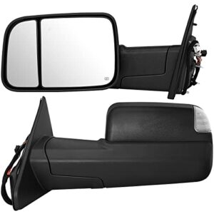 aintier towing mirrors compatible with 2019-2022 for dodge ram 1500 truck tow mirrors power heated turn signal light puddle light parallel auxiliary light temp sensor black pair mirrors