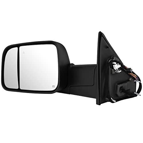 Aintier Towing Mirrors Compatible with 2019-2022 For Dodge Ram 1500 Truck Tow Mirrors Power Heated Turn Signal Light Puddle Light Parallel Auxiliary Light Temp Sensor Black Pair Mirrors