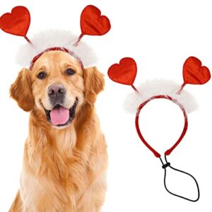 valentine's day dog costume heart headband for dog, valentines pet costume accessories heart headwear for small medium dogs cats outfit