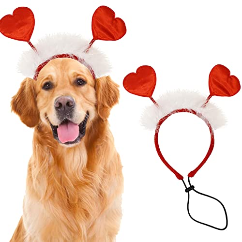 Valentine's Day Dog Costume Heart Headband for Dog, Valentines Pet Costume Accessories Heart Headwear for Small Medium Dogs Cats Outfit