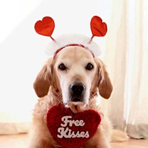 Valentine's Day Dog Costume Heart Headband for Dog, Valentines Pet Costume Accessories Heart Headwear for Small Medium Dogs Cats Outfit