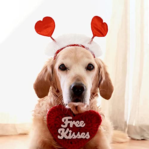 Valentine's Day Dog Costume Heart Headband for Dog, Valentines Pet Costume Accessories Heart Headwear for Small Medium Dogs Cats Outfit