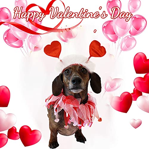 Valentine's Day Dog Costume Heart Headband for Dog, Valentines Pet Costume Accessories Heart Headwear for Small Medium Dogs Cats Outfit