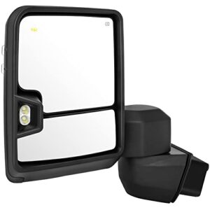 Aintier Towing Mirrors Compatible with 2019-2022 For Chevy Silverado 1500 Pickup Tow Mirrors Power Heated Turn Signal Light Width Puddle Light Running Back-up Light Temp Sensor Black Pair Mirrors