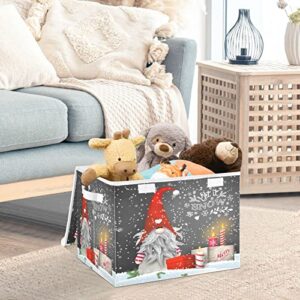 xigua Winter Christmas Gnome Storage Bins with Lids Foldable Large Cube Storage Boxes with Handles for Home Bedroom Closet Office (16.5x12.6x11.8 in)