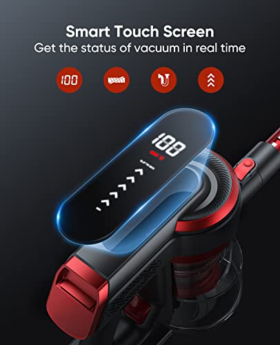 WLUPEL Cordless Vacuum Cleaner, 33kPa Stick Vacuum Cleaner, 400W Powerful Handheld Vacuum with LED Touch Display, 55mins Runtime for Pet Hair, Carpet and Hardwood Floor(Hero 8 Pro)