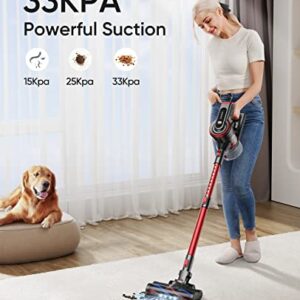 WLUPEL Cordless Vacuum Cleaner, 33kPa Stick Vacuum Cleaner, 400W Powerful Handheld Vacuum with LED Touch Display, 55mins Runtime for Pet Hair, Carpet and Hardwood Floor(Hero 8 Pro)