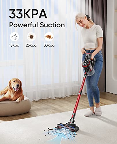 WLUPEL Cordless Vacuum Cleaner, 33kPa Stick Vacuum Cleaner, 400W Powerful Handheld Vacuum with LED Touch Display, 55mins Runtime for Pet Hair, Carpet and Hardwood Floor(Hero 8 Pro)