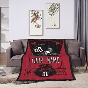 seaggs custom football blanket for men personalized fans gifts add name and number, 40" x 50", 50" x 60", 80" x 60"