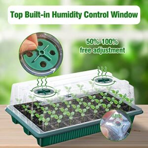 Kirababy Seed Starter Tray with Grow Light, 2 Packs Seed Tray Kits with 80-Cell/Seedling Tray with Humidity Dome/Indoor Grow Kit for Deep-Rooted Seedlings