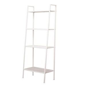 wei wei global 4-tier ladder shelf bookcase - metal bookshelf - open shelf display rack storage organizer for home, office, living room, bedroom, kitchen, and bathroom - white