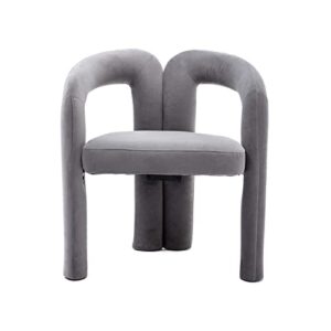 tmosi modern velvet dining chair, living room chair upholstered accent chair, curved back comfy side chair lounge arm chair for kitchen, dining room, living room, vanity (grey)