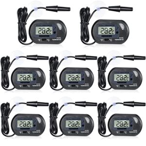 8 Pack Aquarium Thermometer Fish Tank Thermometer LCD Digital Thermometer Water Thermometer Reptile Thermometer with Suction Cup and 3.3ft Cord Fahrenheit/ Celsius for Fish Tank Terrarium Reptile