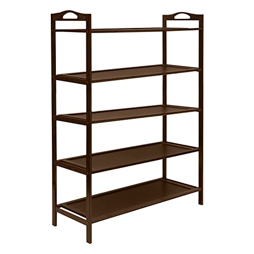 Gdrasuya10 5-Tier Bamboo Shoe Rack for Entryway, Stackable Shoes Rack Organizer Free Standing Shoe Shelf Storage Organizer for Hallway Closet Bedroom Living Room, Dark Brown