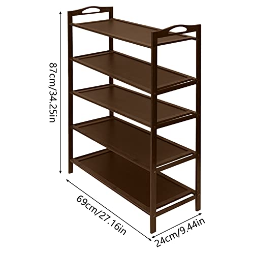 Gdrasuya10 5-Tier Bamboo Shoe Rack for Entryway, Stackable Shoes Rack Organizer Free Standing Shoe Shelf Storage Organizer for Hallway Closet Bedroom Living Room, Dark Brown